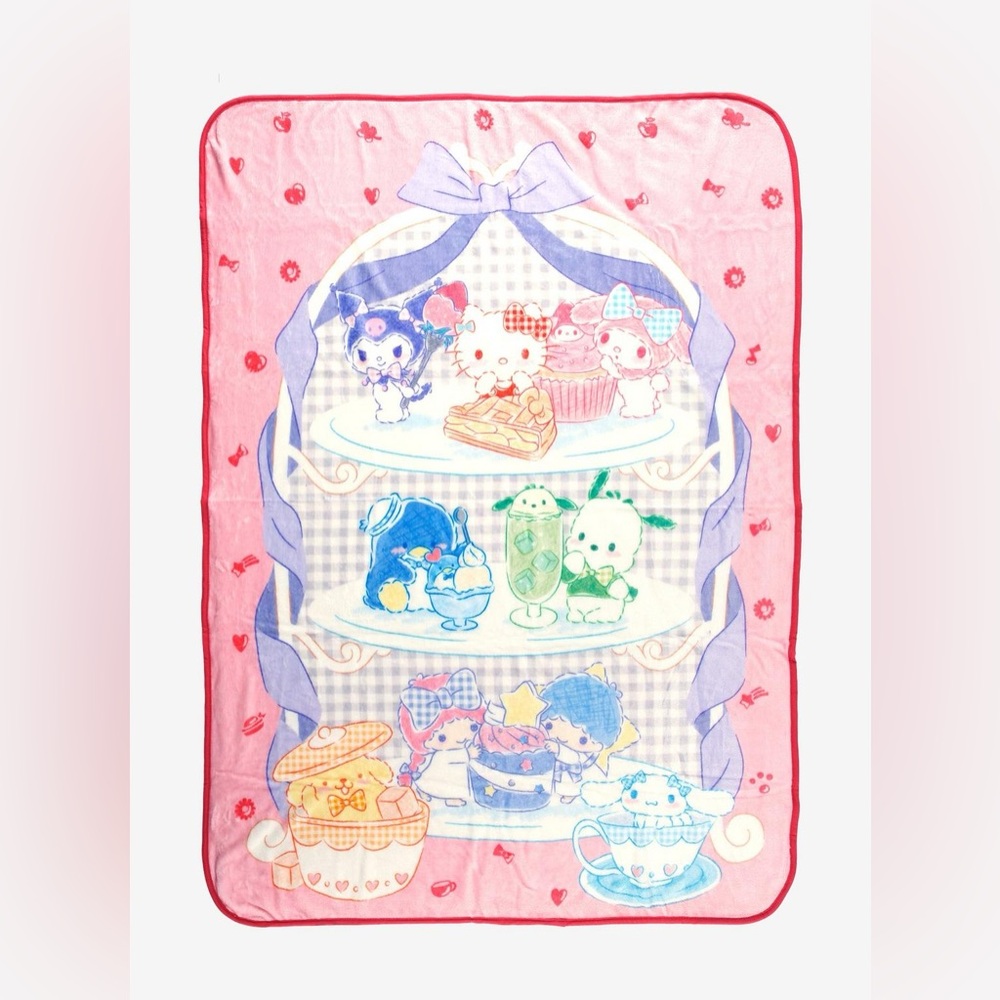 Sanrio Pink and Lavender Kawaii Character Snack Tier Blanket Bin#12